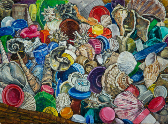 Caps and Shells, 2019, Oil on Canvas, 9x12.5 in.